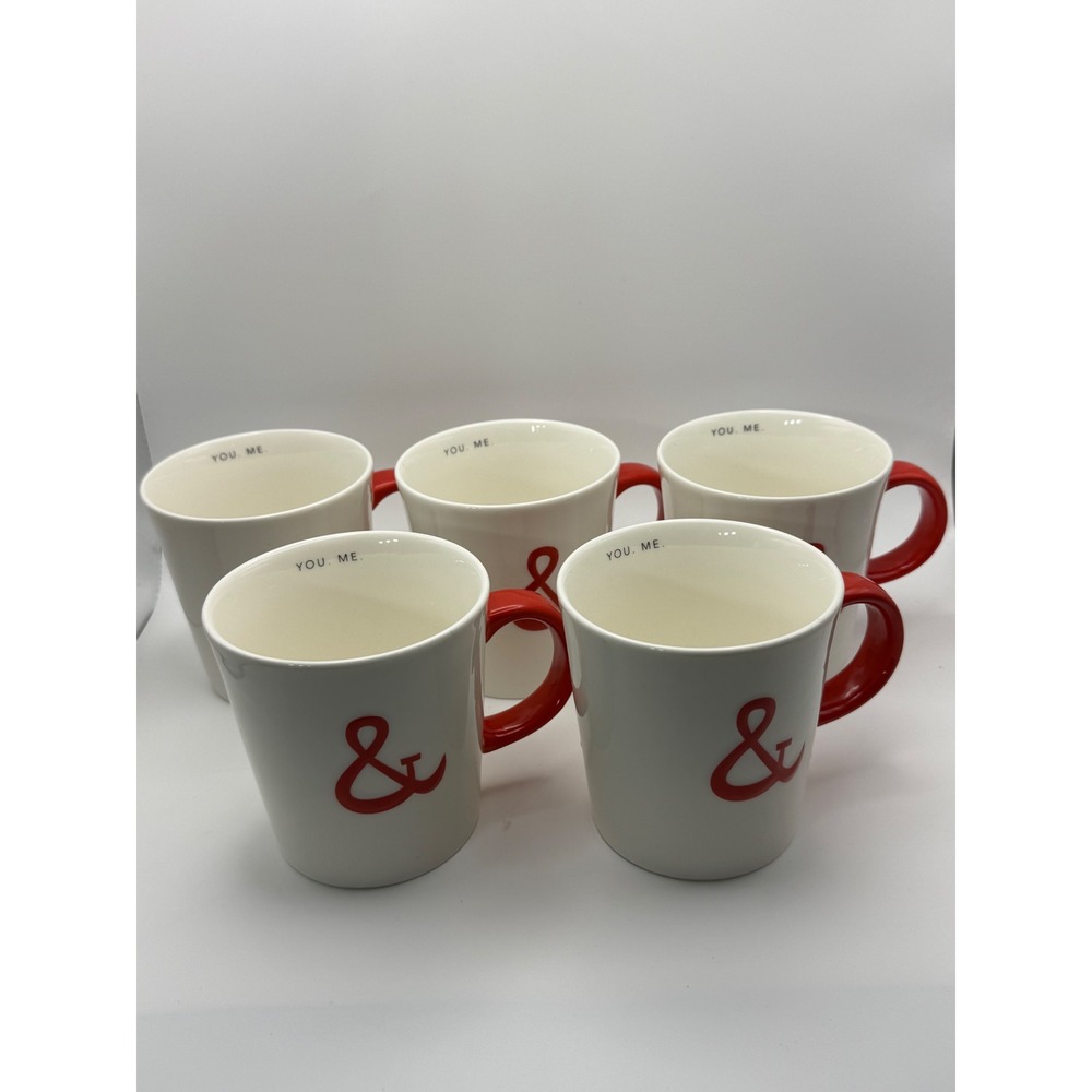Starbucks 2013 Ampersand You Me Red‎ White Coffee Mug Set of 5 12oz 354ml